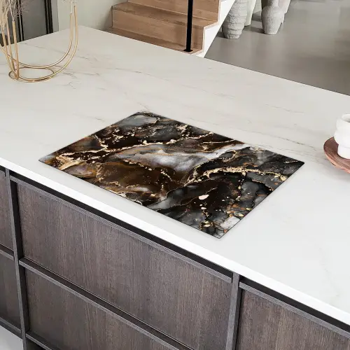 Aardse Marmeren Luxe Inductie beschermer vinyl 3mm klein -sfeer8