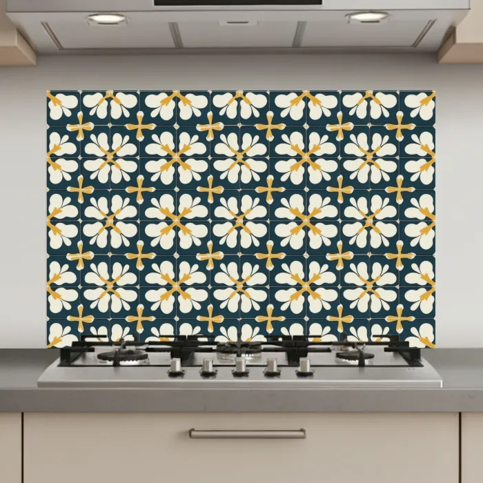 Motief - Tegel - Okergeel keuken achterwand spatscherm klein 900 -3d_website