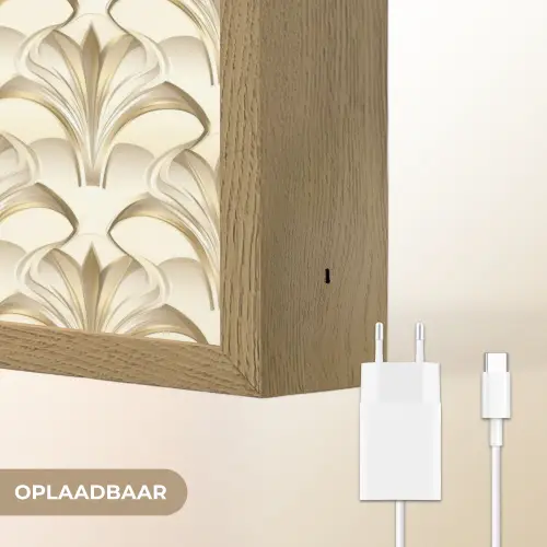 Ornament - Barok - Goud Light Box met batterij (Wandlamp) middel 907 -USP_websiteoplaadbaarNL