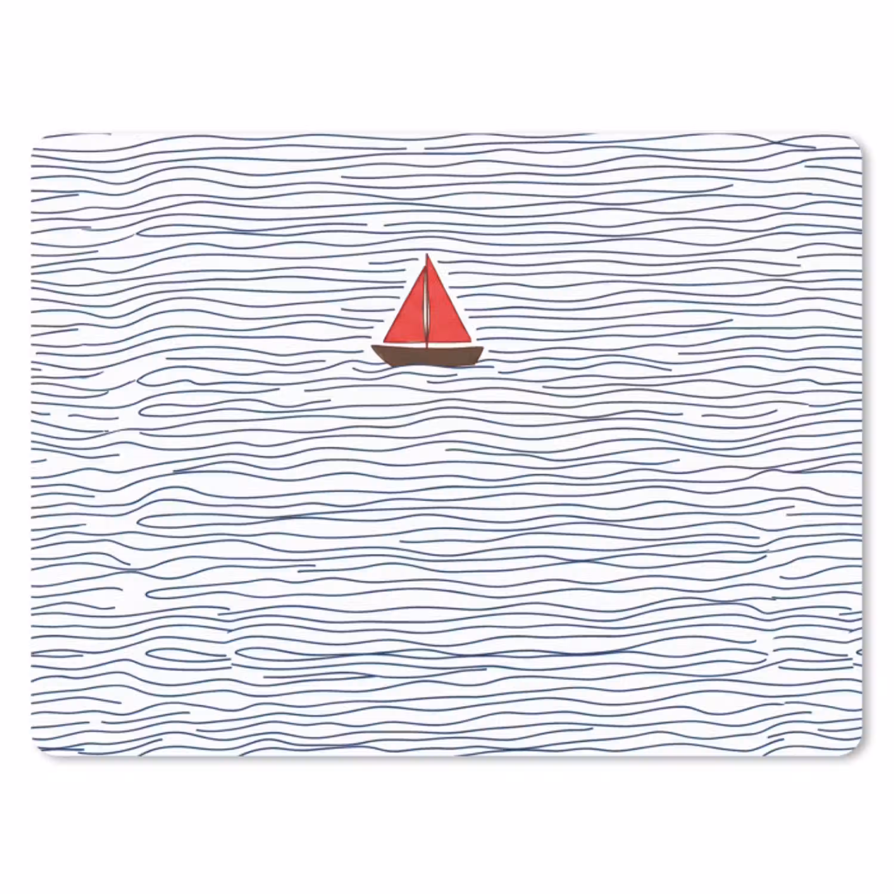 Boot - Water - Rood - Illustratie - Minimalistisch muismat rubber klein -3d