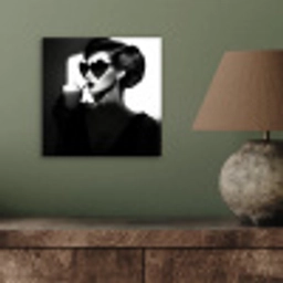 Vrouw - Zwart - Hart aluminium wit klein -sfeer2