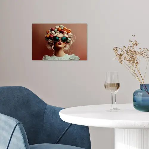 Vrouw - Macarons - Bril poster papier klein -sfeer3