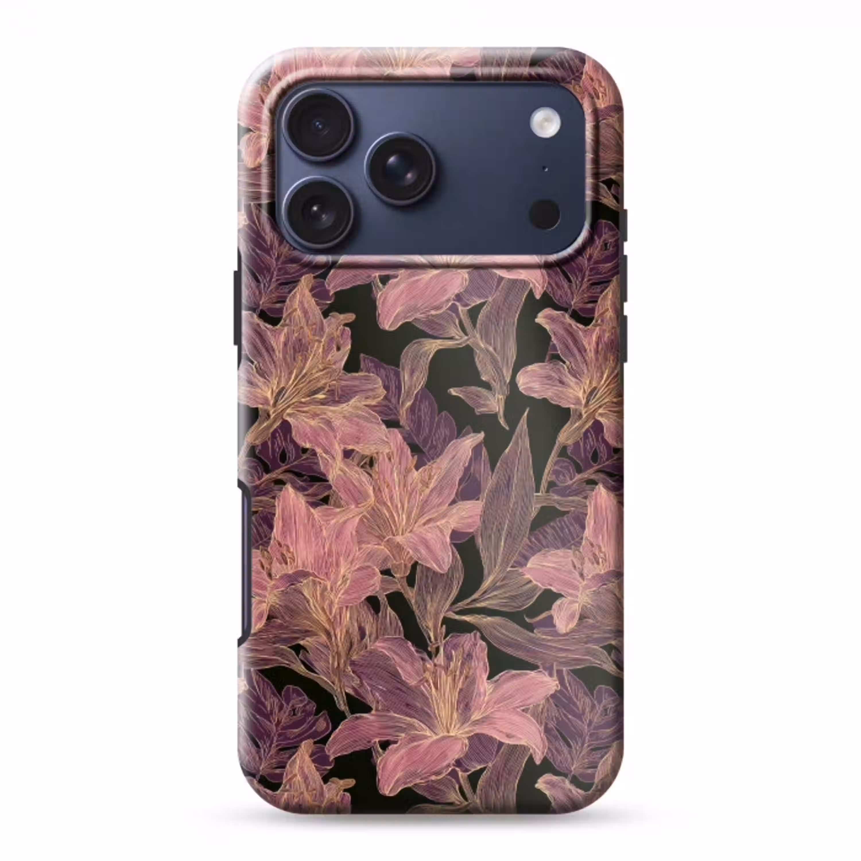 Lelies - Patroon - Paars - Goud Toughcase MagSafe Apple iPhone 17 Pro Max klein 1019 -3d