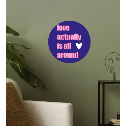 Tekst - Valentijn - Love - Blauw Wandcirkel behangsticker klein -sfeer2