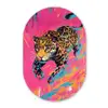 Luipaard - Roze - Oranje - Blauw - Verf Wandcirkel Ovaal Glas middel -3d