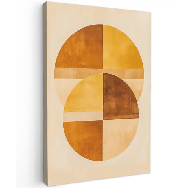 Cirkels - Geel - Minimalistisch Tuinposter op houten frame 2 cm dik klein -3d