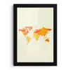 Wereldkaart - Oranje - Kleurrijk fotolijst zwart zonder passe partout klein -3d