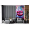 Graffiti - Lippen - Felroze - Geschilderd fotobehang vinyl groot -bank