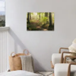Bospad bij zonsopgang tuinposter los doek klein -sfeer8