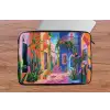 Geel - Blauw - Oranje - Huis laptophoes neopreen klein -tafel