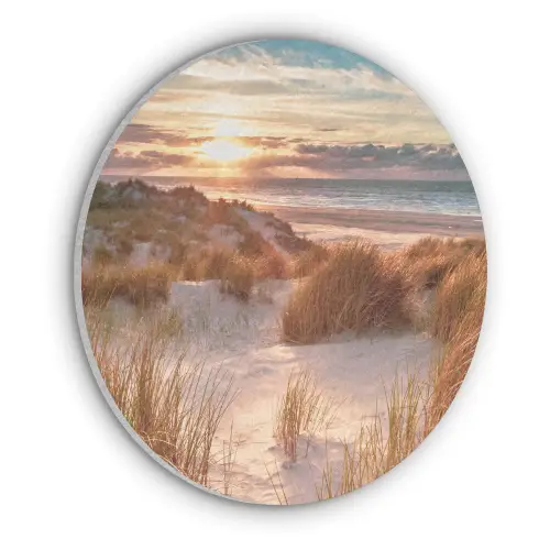 Duin - Planten - Zonsondergang - Strand - Zee Akoestische PET Vilt - Rond klein -3d