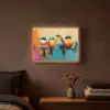 Vogels - Kleurrijk - Tak - Abstract Light Box met batterij (Wandlamp) middel -sfeer4