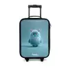 Blauw pluizig monster met hoorns Kinderkoffer - Zwart klein -3d
