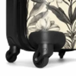 Klassiek - Botanisch - Zwart - Beige NBS - Handbagage koffer - Volwassenen Unisex middel -wiel