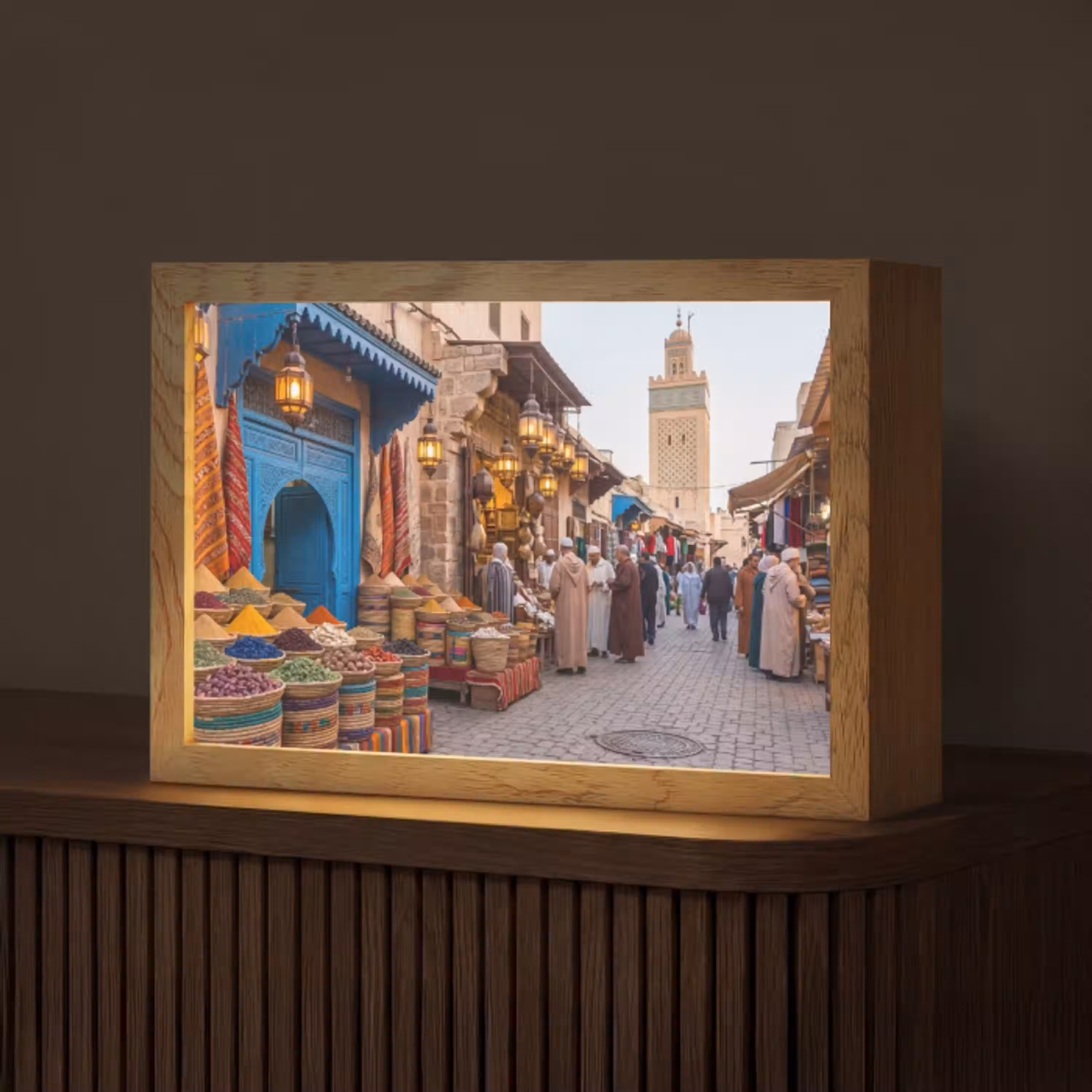 Markt - Oosters - Kleurrijk Light Box met kabel (Tafellamp) klein -z3d_website
