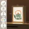 Theepot - Groen - Bloemen - Oranje Light Box met kabel (Tafellamp) klein -USP_NL