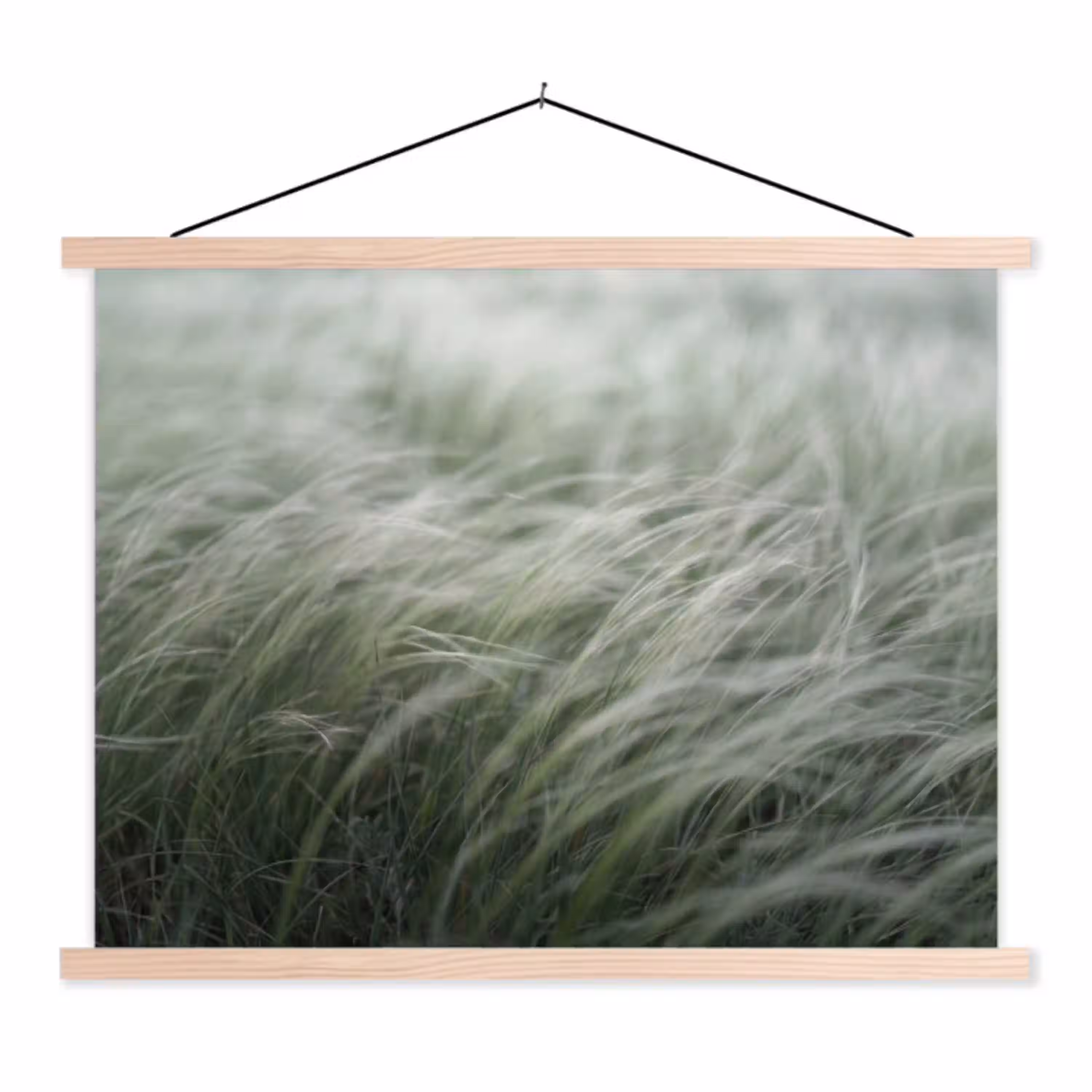 Gras - Wazig - Natuur - Groen - Zacht textielposter latten blank klein -3d
