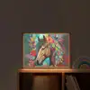 Paard - Bloemen - Schilderij - Natuur - Verf Light Box met batterij (Wandlamp kind) middel -sfeer1_kind