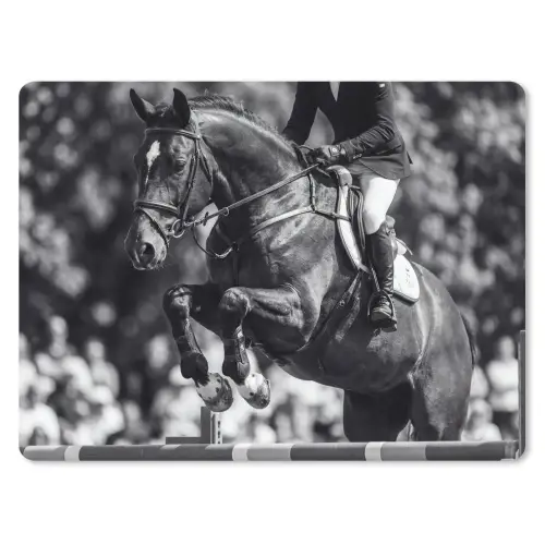 Springen - Paard - Zwart - Wit muismat rubber klein -3d