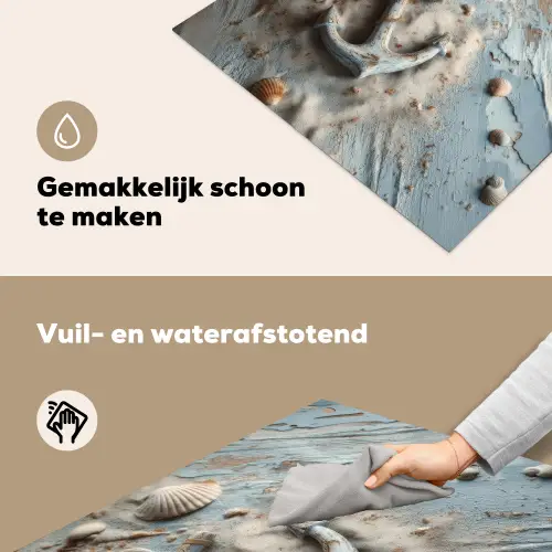 Anker - Hout - Schelpen - Zand Inductie beschemer met haakjes middel -ky-schoon-nl