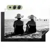 Vrouwen - Zonnehoed - Strand - Zwart - Wit Inductie beschemer met haakjes klein -3d