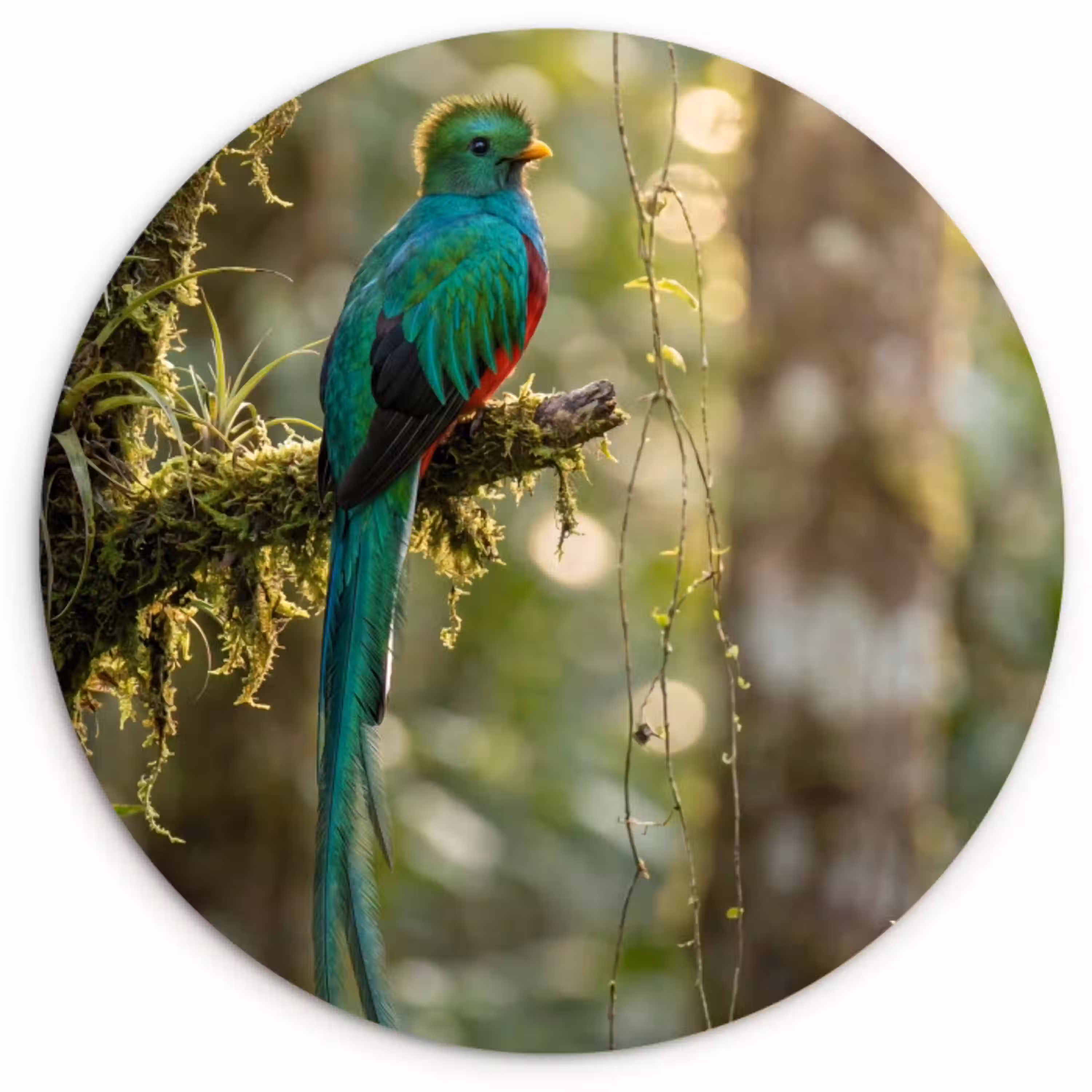 Quetzal - Jungle - Natuur - Groen Wandcirkel kunststof plaat 5mm dik klein -3d