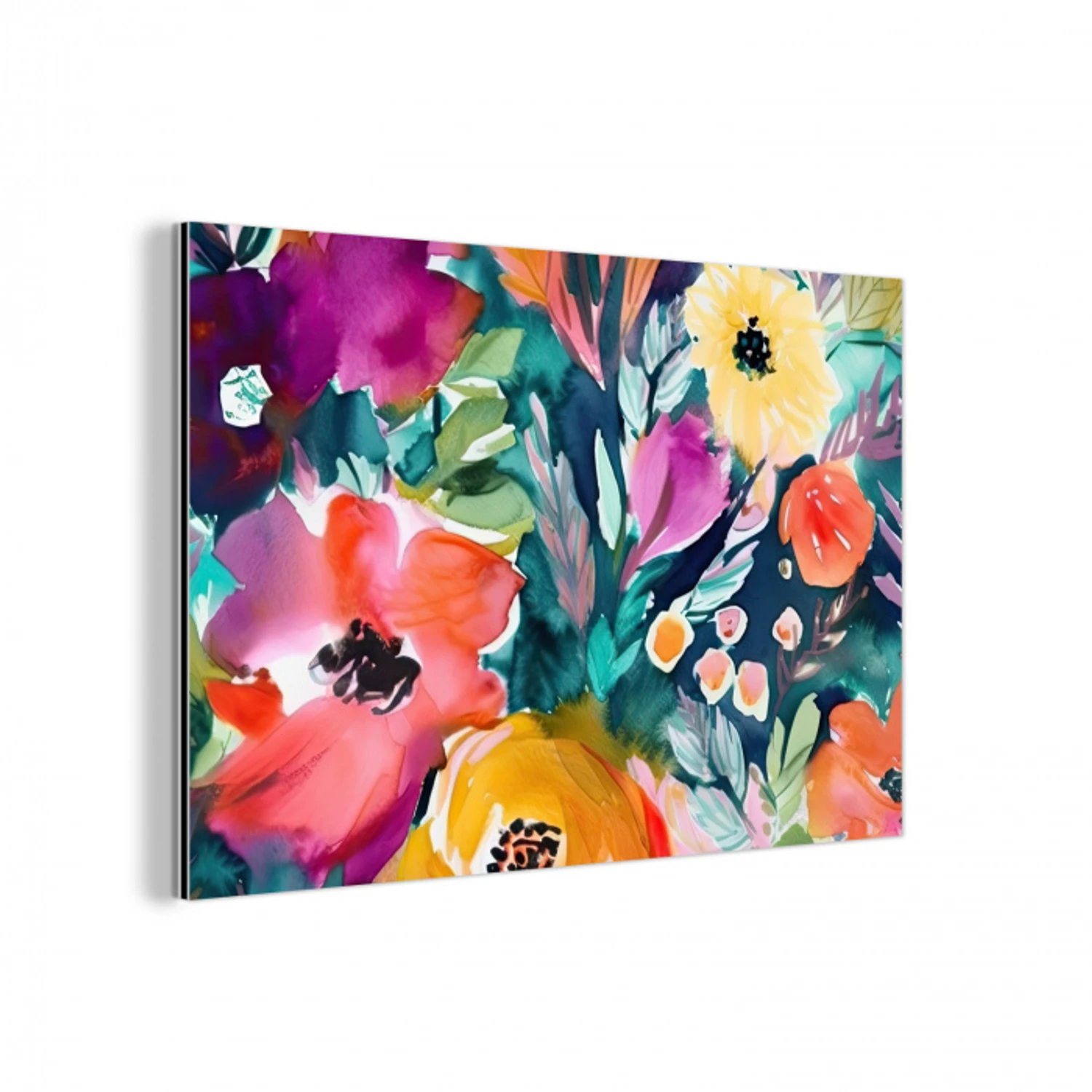 Bloemen - Olieverf - Kunst - Natuur aluminium wit klein -3d