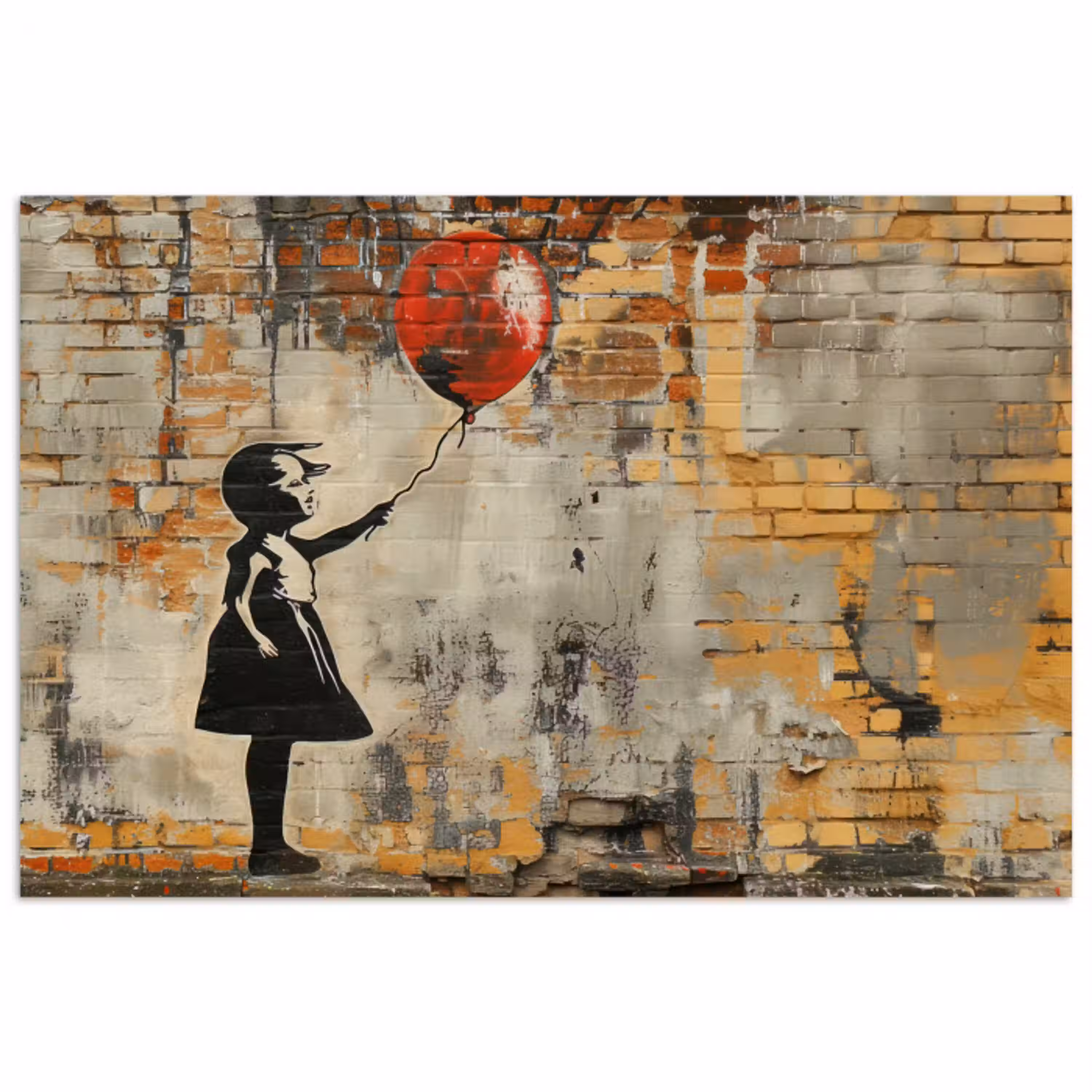 Graffiti - Banksy - Meisje - Street art poster papier klein -3d