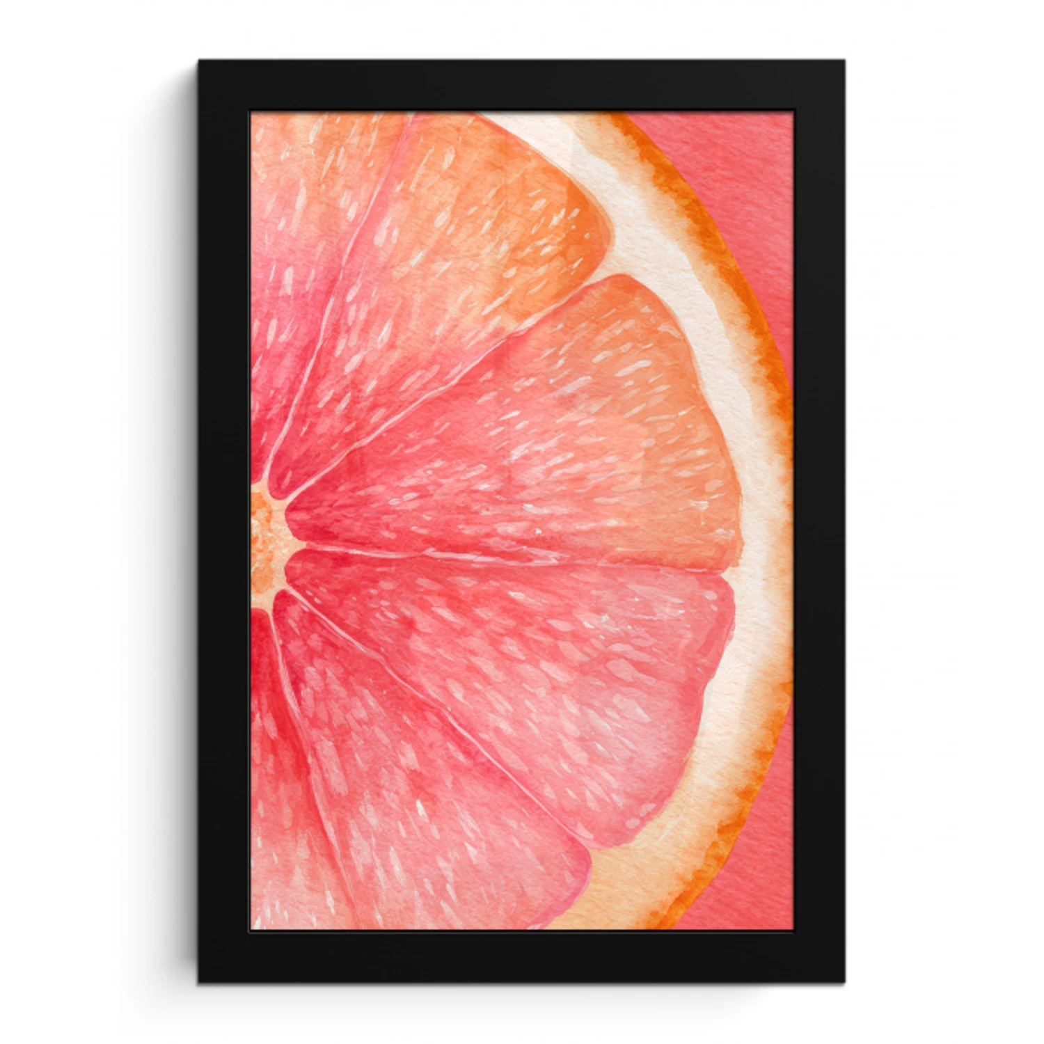 Grapefruit - Roze - Levendig fotolijst zwart zonder passe partout klein -3d