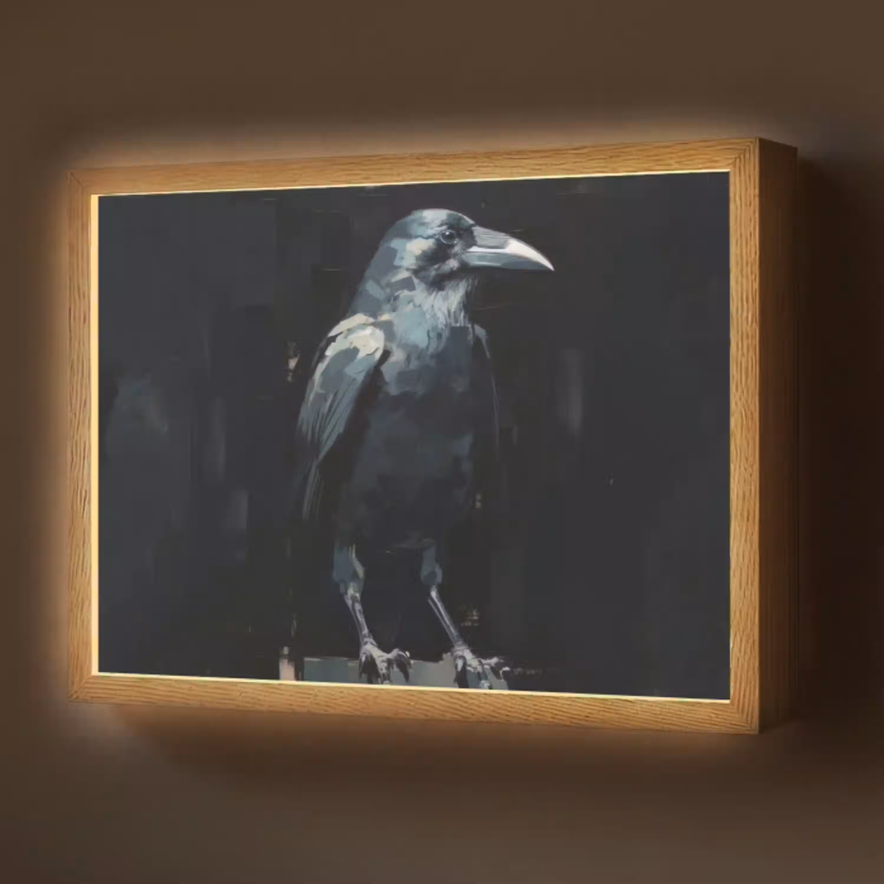 Raaf - Vogels - Zwart Light Box met batterij (Wandlamp) middel -z3d_website