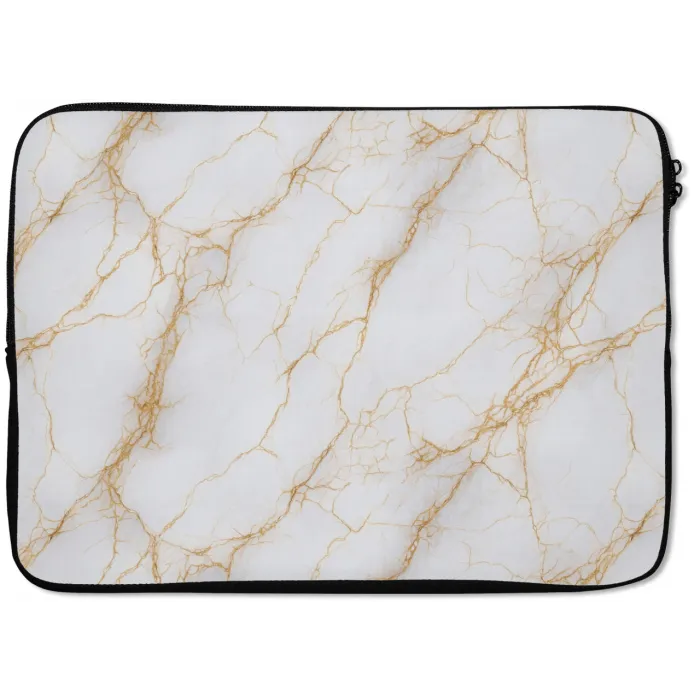 Wit - Goud - Marmer - Aders laptophoes neopreen klein 279 -zkaufland3dotto