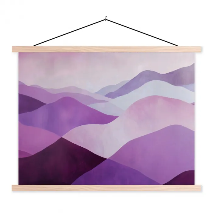 Abstract - Heuvels - Landschap - Paars textielposter latten blank klein -3d