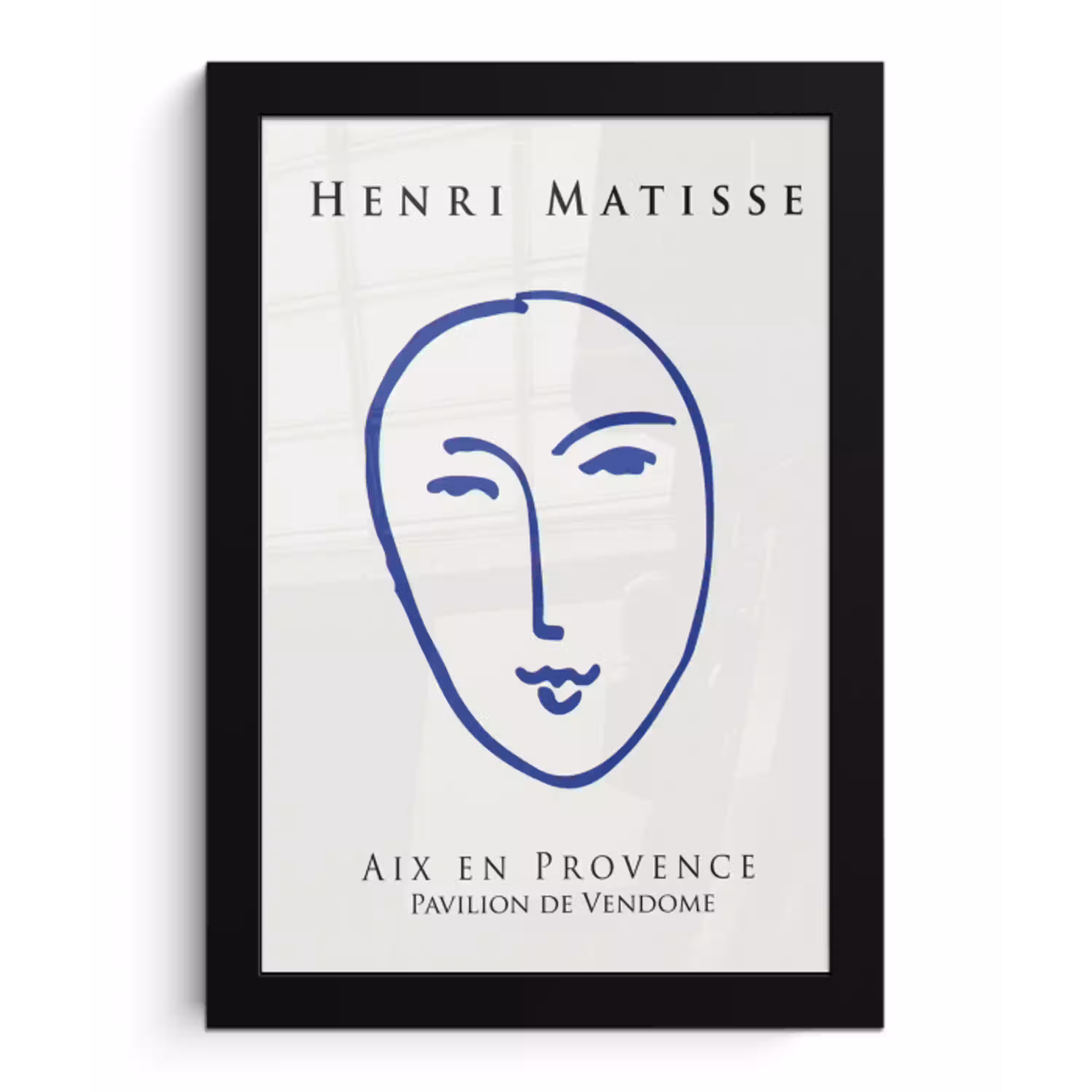Henri Matisse - Hoofd - Vrouw - Blauw - Abstract fotolijst zwart zonder passe partout klein -3d