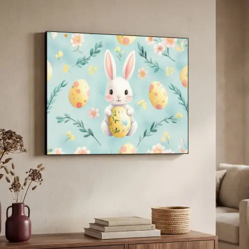Konijn - Eieren - Takjes Textielframe zwart klein -sfeer3