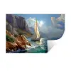 Zeilschip - Zee - Rotsen - Wolken Muursticker klein -3d