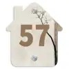 Boomsilhouet beige achtergrond - Traditioneel Naambord Huisje klein -3d