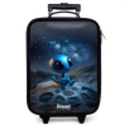 Blauw buitenaards wezentje onder sterrenhemel Kinderkoffer - Zwart klein -zzz_website3d