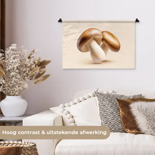 Champignons - Zacht - Beige Wandkleed katoen klein -sfeer1