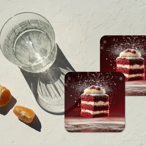 Rode - Velvet - Taart - Eten onderzetter kurk middel -sfeer4