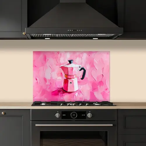 Roze - Verf - Coffee keuken achterwand spatscherm klein -sfeer1