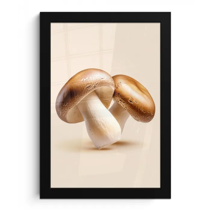 Champignons - Zacht - Beige fotolijst zwart zonder passe partout klein -3d