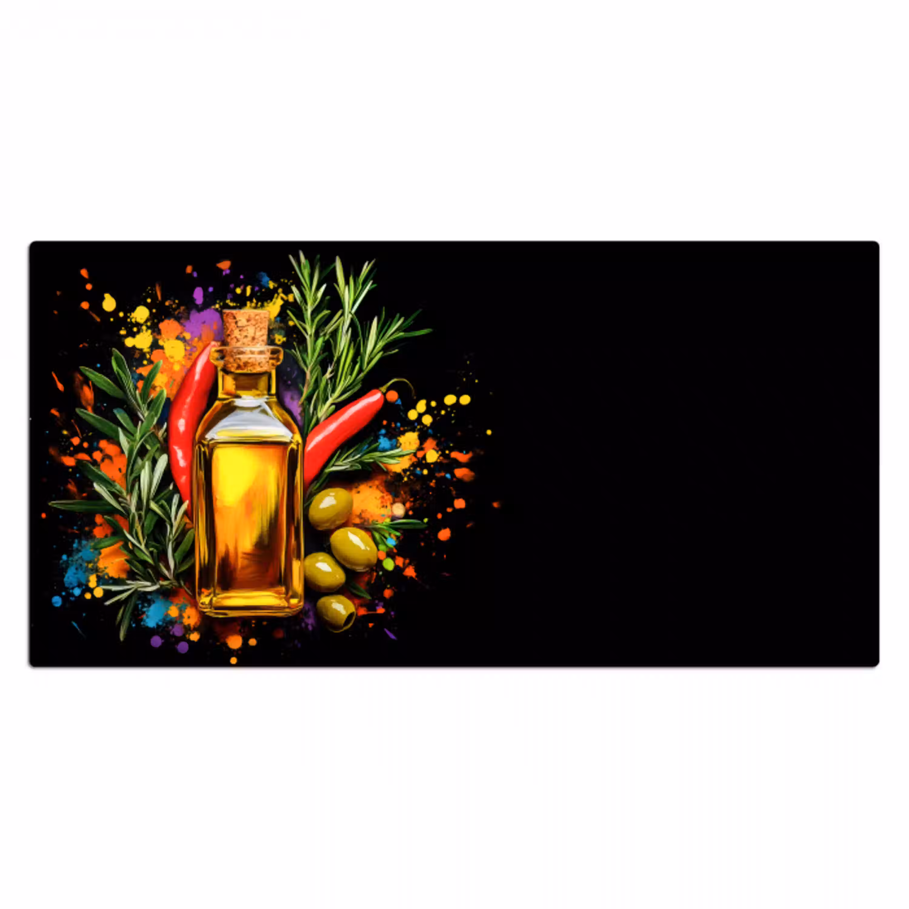 Olijfolie - Graffiti - Peper - Olijven - Modern Muismat XXL klein -3d_leeg