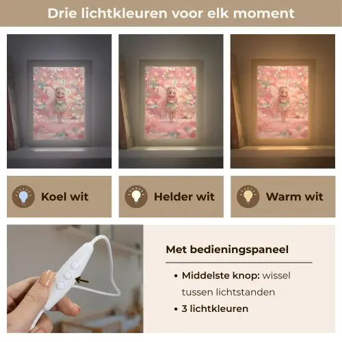 Fee - Bloemen - Roze Light Box met kabel klein -USP_lichtkleurNL