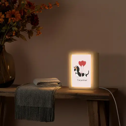 Hond - Teckel - Valentijn - Love Light Box met kabel (Wandlamp) klein -sfeer4