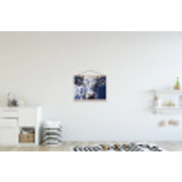 Koe - Delfts - Blauw - Artistiek textielposter latten blank klein -kinderkamer