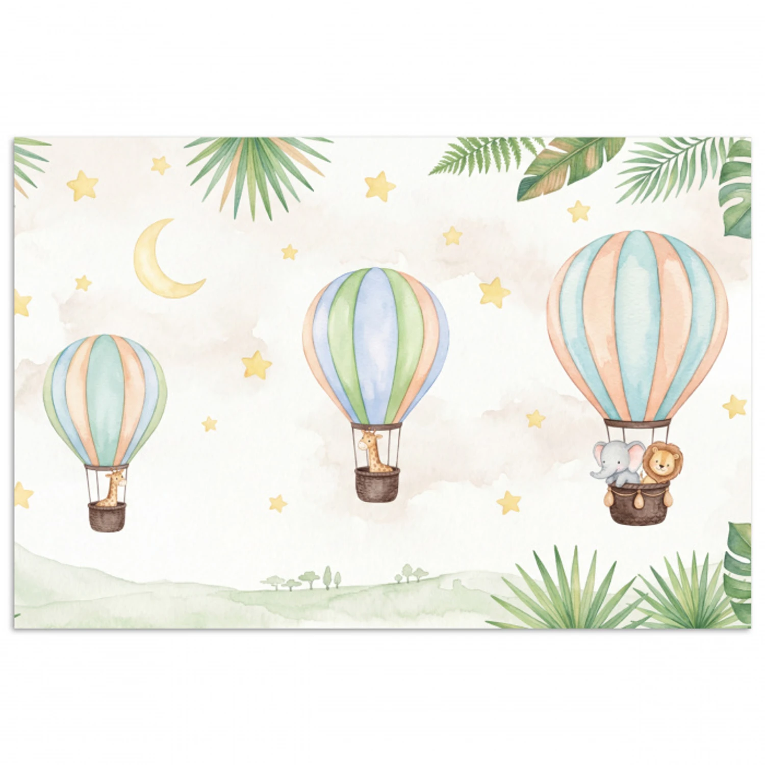 Aquarel - Luchtballonnen - Pastel poster papier klein -3d