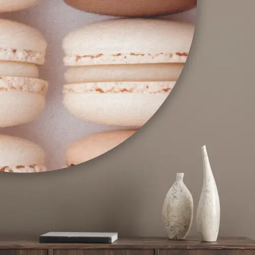 Macarons - Beige - Bruin Akoestische PET Vilt - Rond klein -sfeer5_closeup