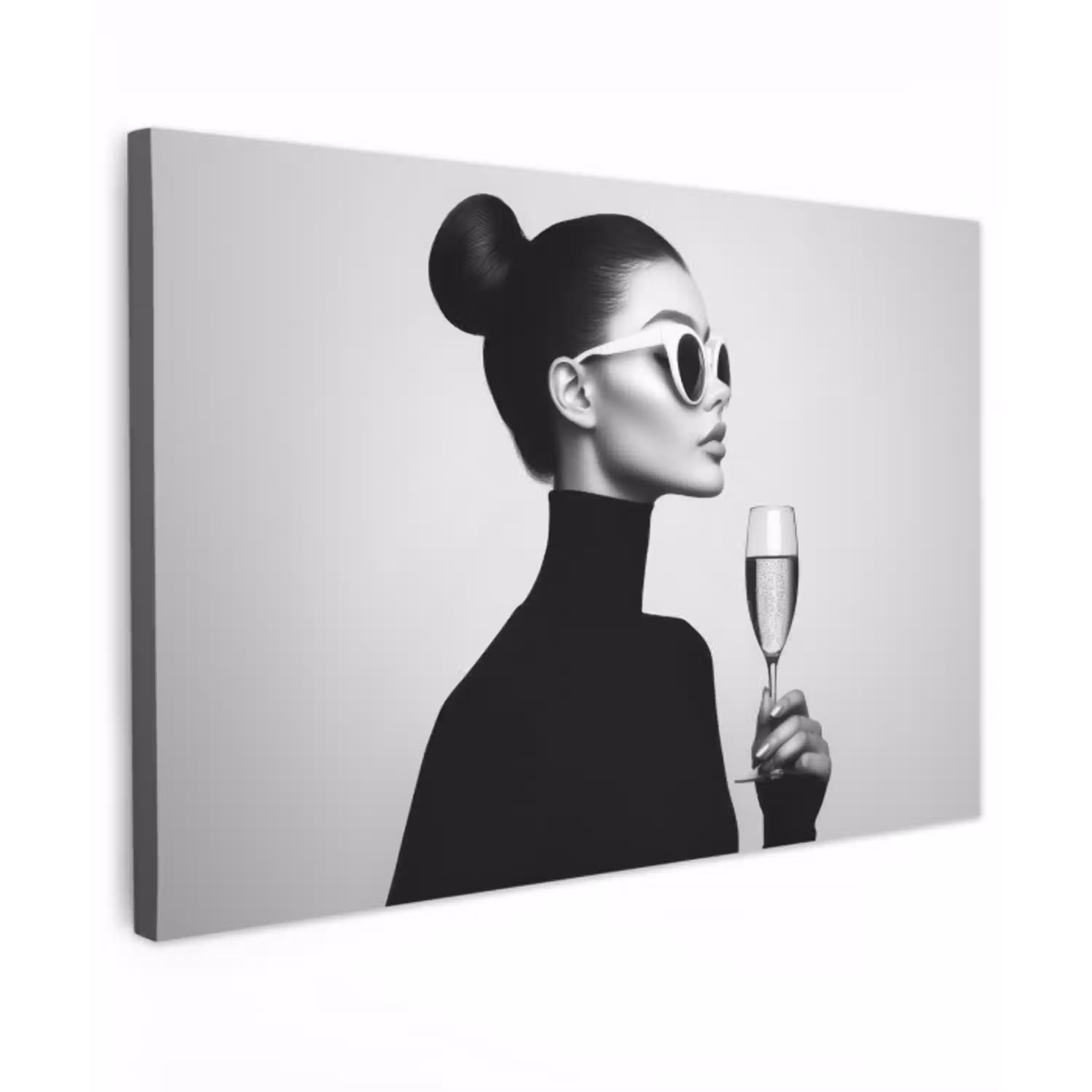 Vrouw - Champagne - Modern Tuinposter op houten frame 2 cm dik klein -3d