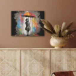 Meisje - Kunst - Paraplu - Graffiti - Kleuren - Muur PET vilt klein -sfeer4