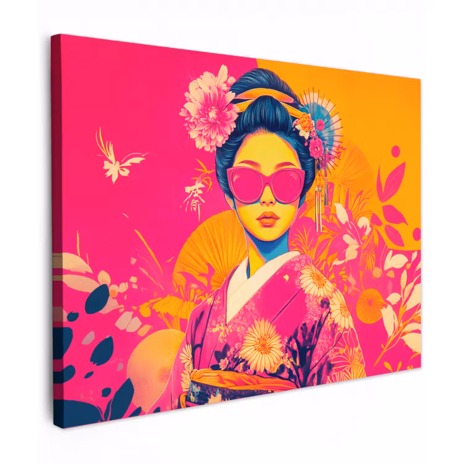 Leinwandbild - Frau - Sonnenbrille - Abstrakt - Orange